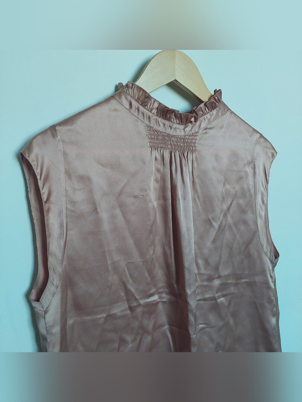 Sleeveless Satin Mock-Neck Top in Dusty Rose - Picture 2 of 6